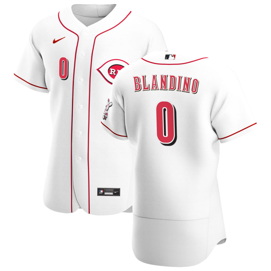 Cincinnati Reds 0 Alex Blandino Men Nike White Home 2020 Authentic Player MLB Jersey